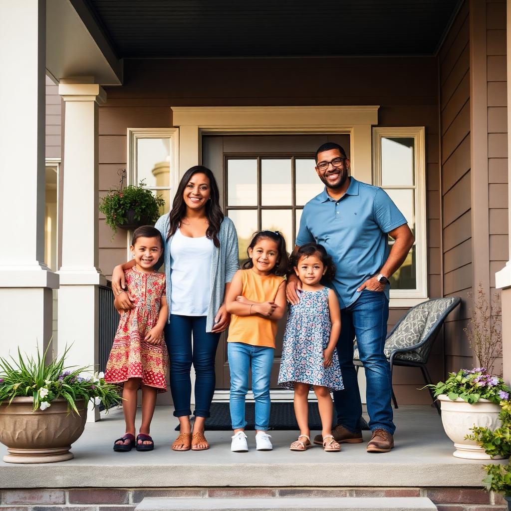 Family at their new home